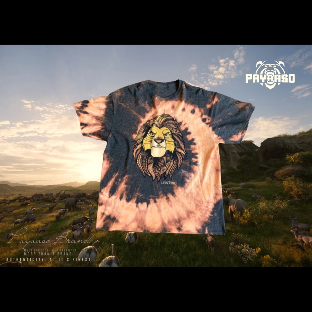 “Birth right” lion king acid wash tee